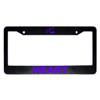 Heart ABS Black Plastic Kanji Japanese License Plate Frame - Purple Text