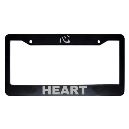 Heart ABS Black Plastic Kanji Japanese License Plate Frame - Silver Text