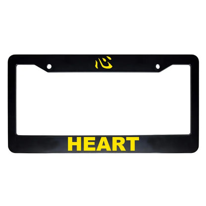 Heart ABS Black Plastic Kanji Japanese License Plate Frame - Yellow Text