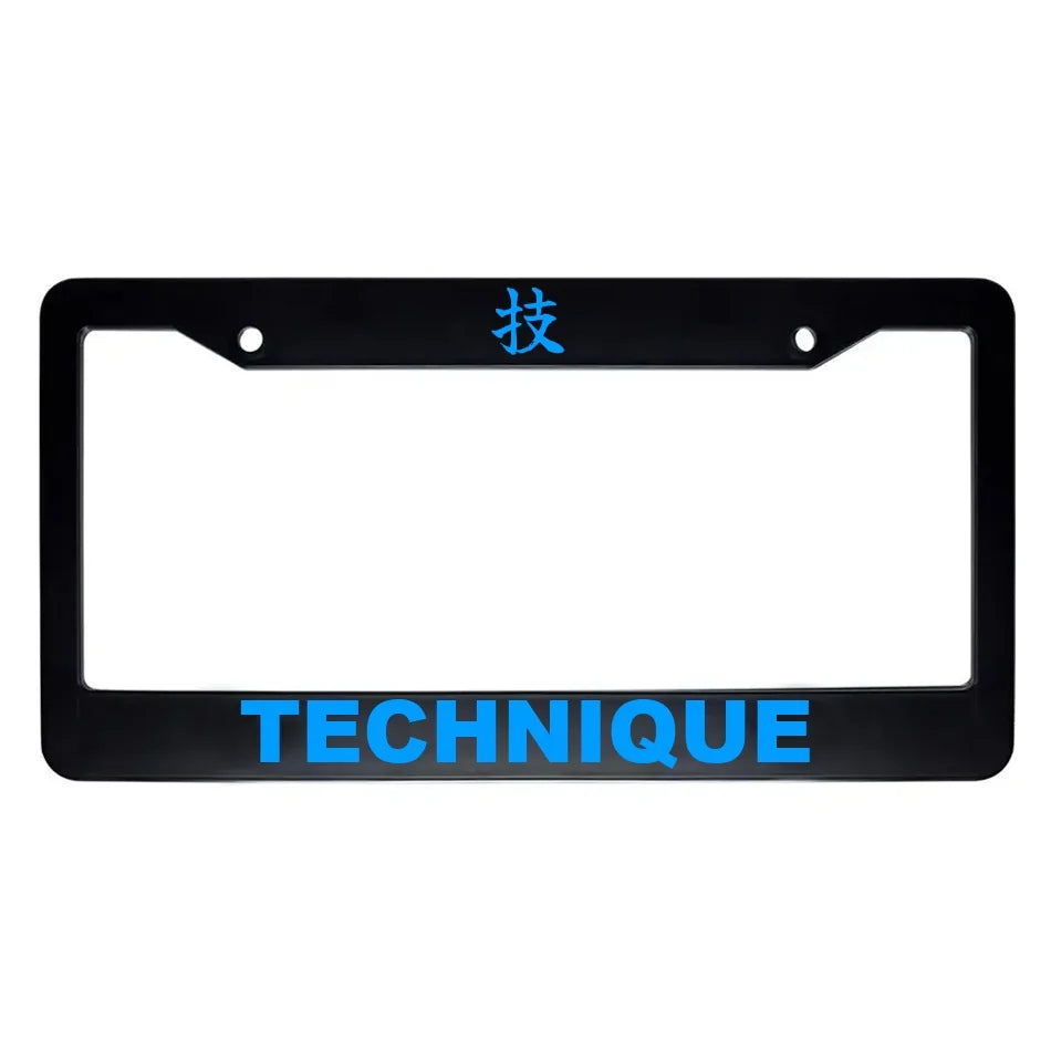 Technique ABS Black Plastic Kanji Japanese License Plate Frame - Blue Text