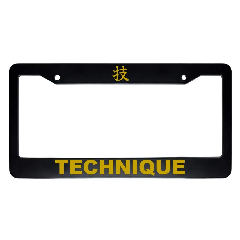 Technique ABS Black Plastic Kanji Japanese License Plate Frame - Gold Text