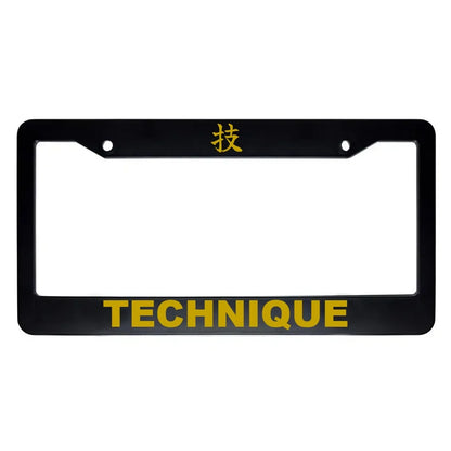 Technique ABS Black Plastic Kanji Japanese License Plate Frame - Gold Text