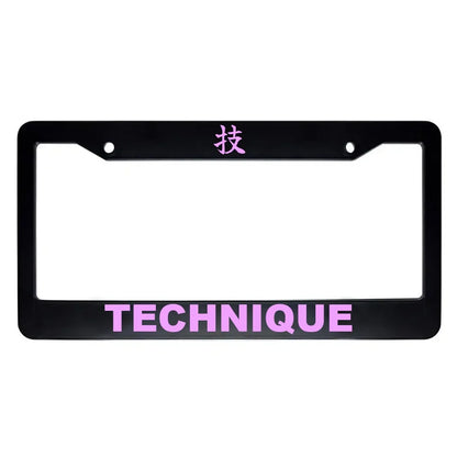 Technique ABS Black Plastic Kanji Japanese License Plate Frame - Pink Text