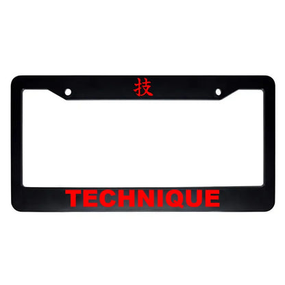 Technique ABS Black Plastic Kanji Japanese License Plate Frame - Red Text