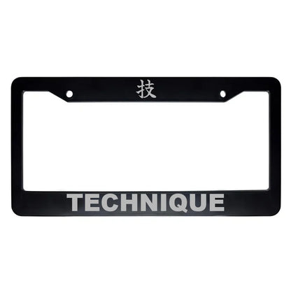 Technique ABS Black Plastic Kanji Japanese License Plate Frame - Silver Text