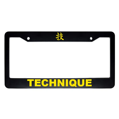Technique ABS Black Plastic Kanji Japanese License Plate Frame - Yellow Text