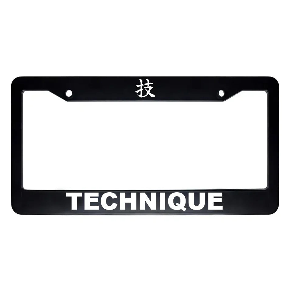 Technique ABS Black Plastic Kanji Japanese License Plate Frame - White Text