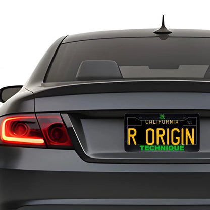 Technique ABS Black Plastic Kanji Japanese License Plate Frame installed on car - Green Text