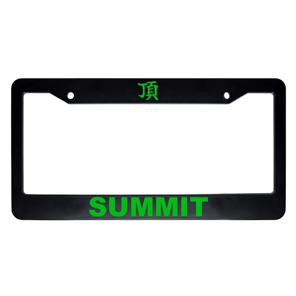 Summit ABS Black Plastic Kanji Japanese License Plate Frame - Green Text