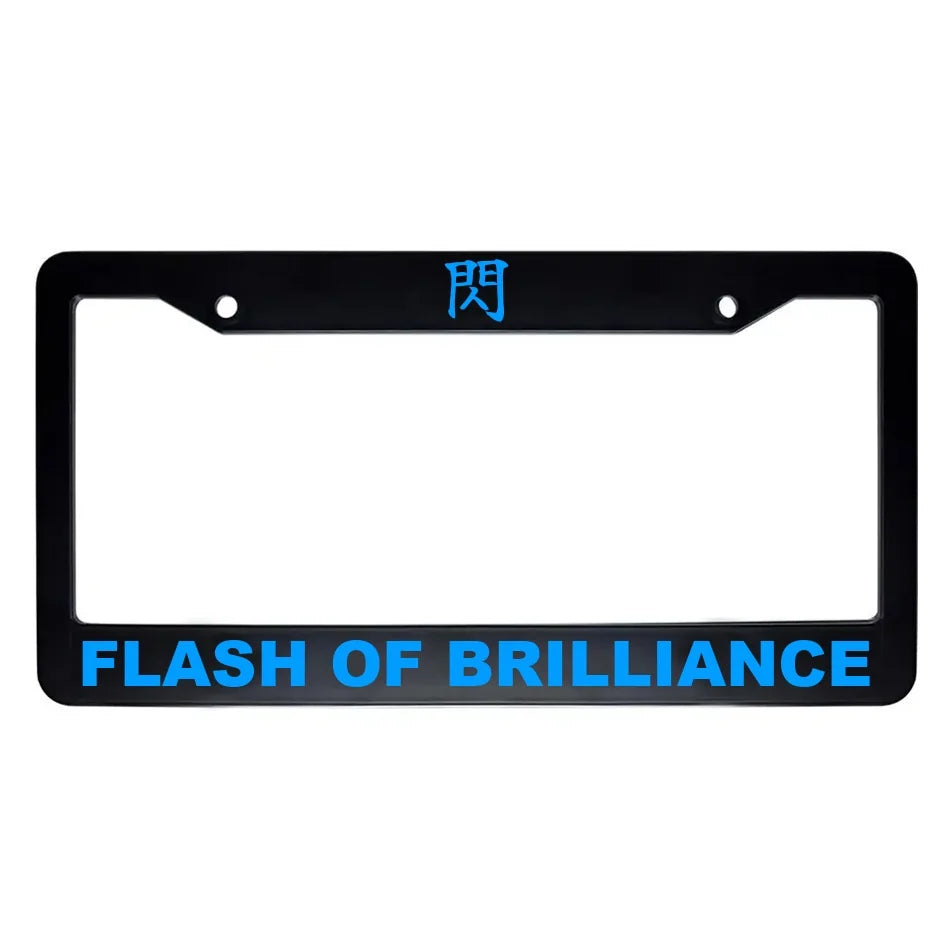 Flash of Brilliance ABS Black Plastic Kanji Japanese License Plate Frame - Blue Text