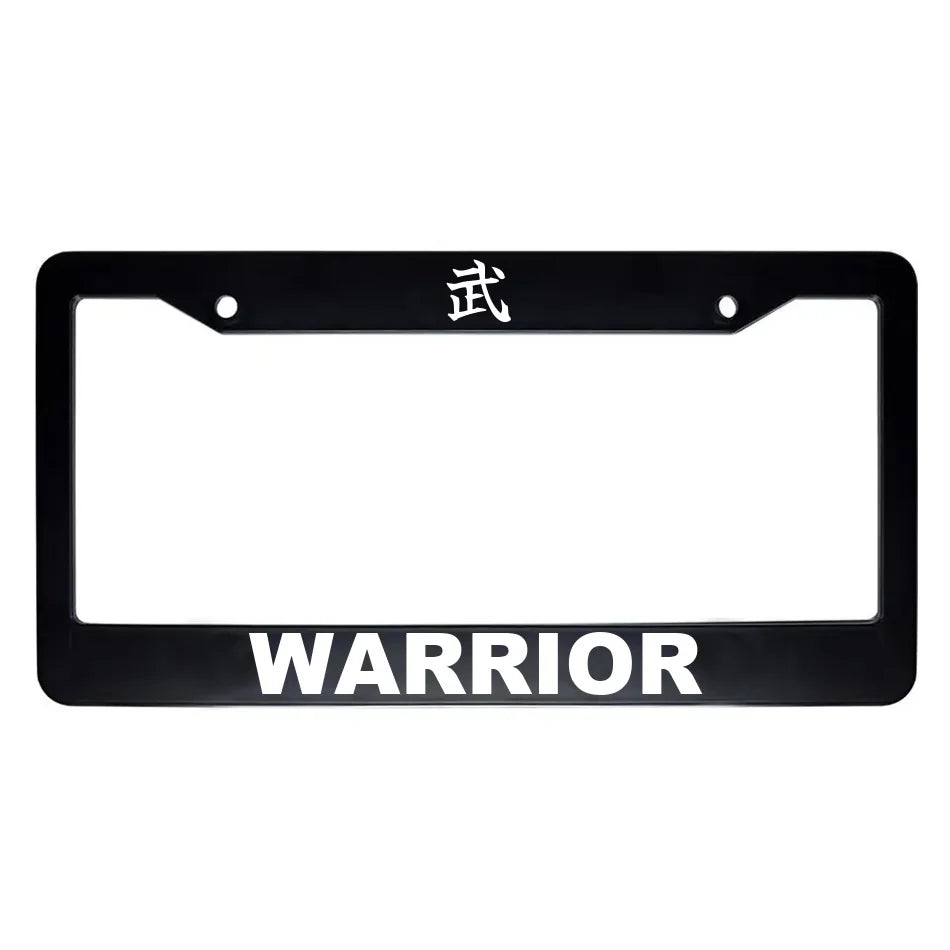 Warrior ABS Black Plastic Kanji Japanese License Plate Frame - White Text