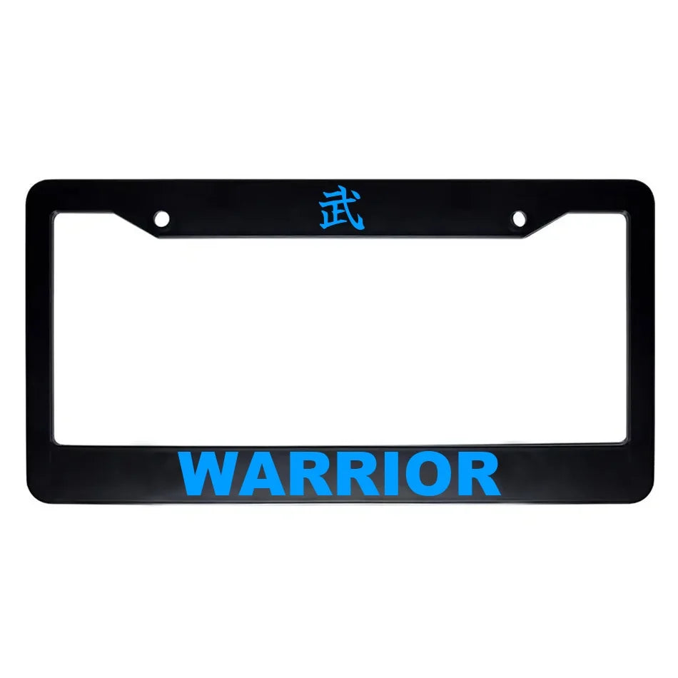Warrior ABS Black Plastic Kanji Japanese License Plate Frame - Blue Text