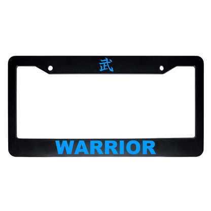 Warrior ABS Black Plastic Kanji Japanese License Plate Frame - Blue Text