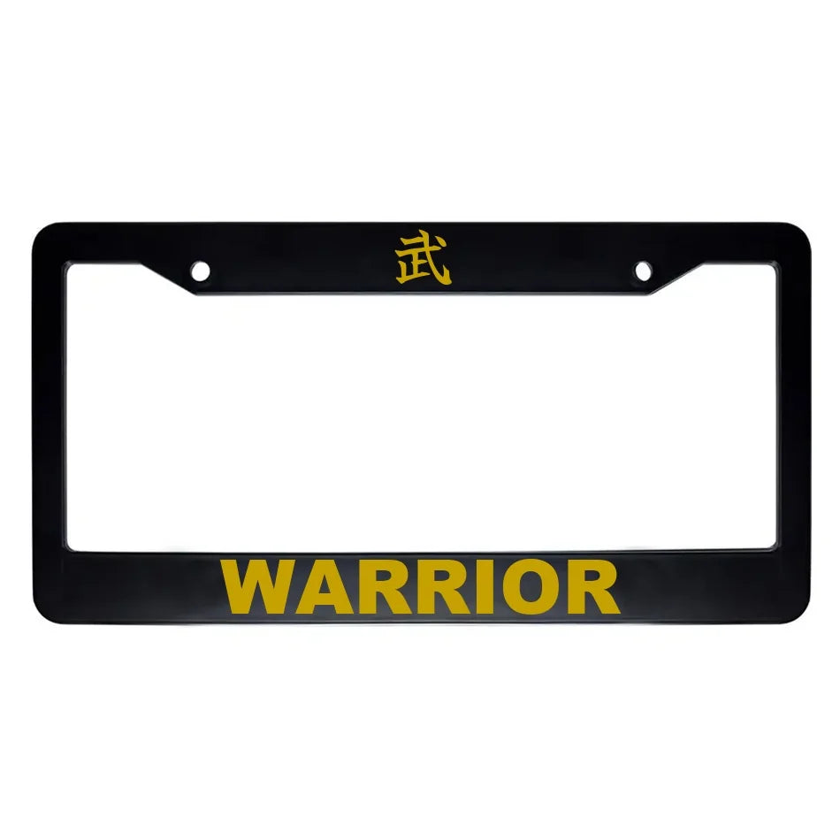 Warrior ABS Black Plastic Kanji Japanese License Plate Frame - Gold Text