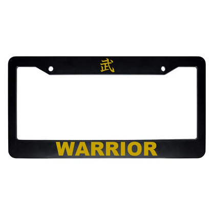Warrior ABS Black Plastic Kanji Japanese License Plate Frame - Gold Text