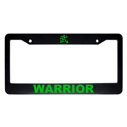 Warrior ABS Black Plastic Kanji Japanese License Plate Frame - Green Text