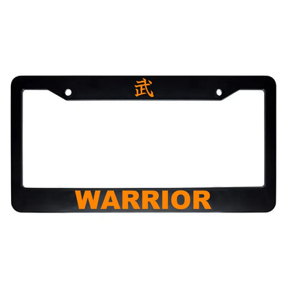 Warrior ABS Black Plastic Kanji Japanese License Plate Frame - Orange Text
