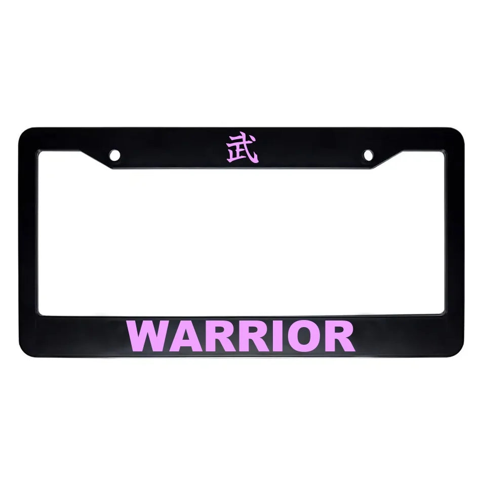 Warrior ABS Black Plastic Kanji Japanese License Plate Frame - Pink Text