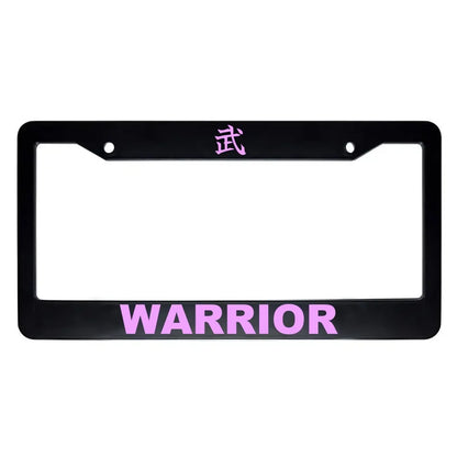 Warrior ABS Black Plastic Kanji Japanese License Plate Frame - Pink Text