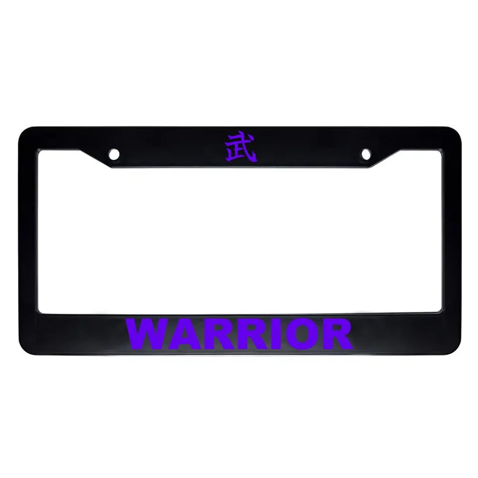 Warrior ABS Black Plastic Kanji Japanese License Plate Frame - Purple Text