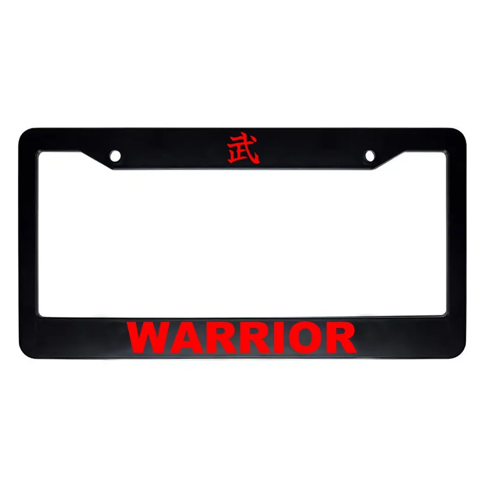 Warrior ABS Black Plastic Kanji Japanese License Plate Frame - Red Text