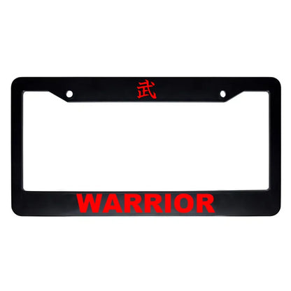 Warrior ABS Black Plastic Kanji Japanese License Plate Frame - Red Text