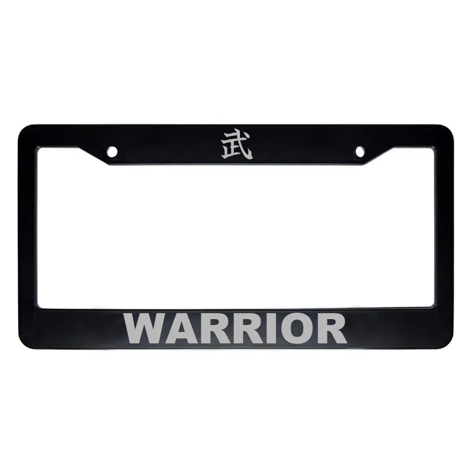 Warrior ABS Black Plastic Kanji Japanese License Plate Frame - Silver Text