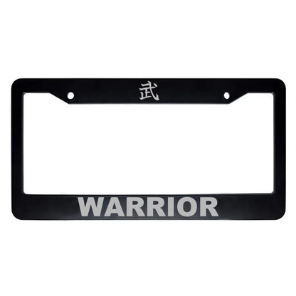 Warrior ABS Black Plastic Kanji Japanese License Plate Frame - Silver Text