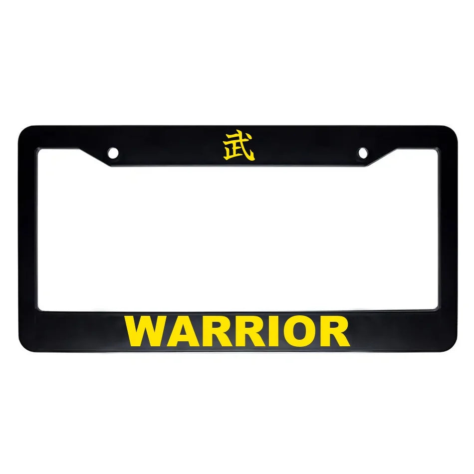 Warrior ABS Black Plastic Kanji Japanese License Plate Frame - Yellow Text