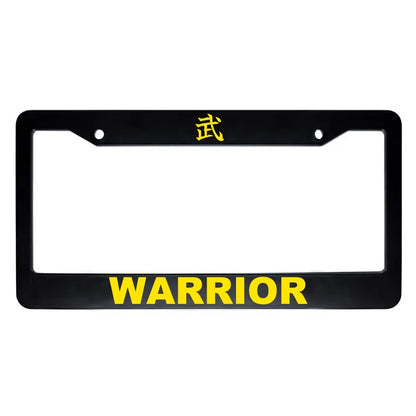 Warrior ABS Black Plastic Kanji Japanese License Plate Frame - Yellow Text