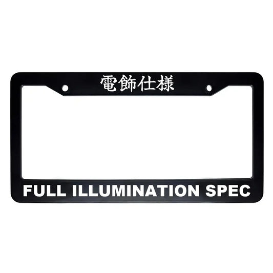 Full Illumination Spec ABS Black Plastic Kanji Japanese License Plate Frame - White Text