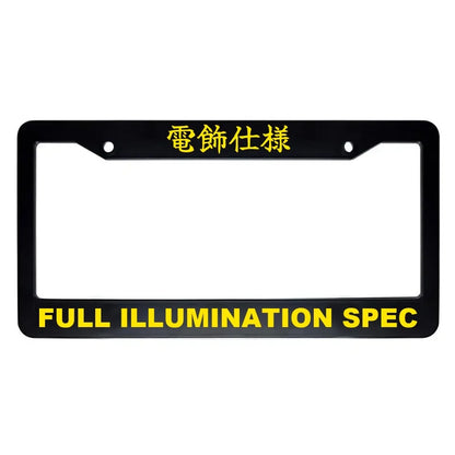 Full Illumination Spec ABS Black Plastic Kanji Japanese License Plate Frame - Yellow Text