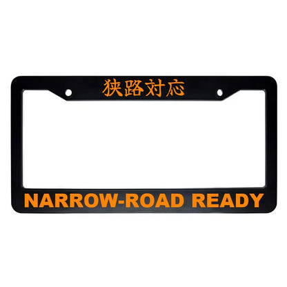 Narrow-road Ready ABS Black Plastic Kanji Japanese License Plate Frame - Orange Text