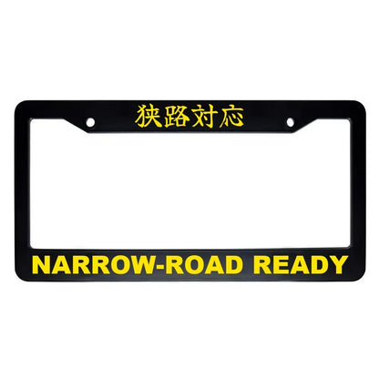 Narrow-road Ready ABS Black Plastic Kanji Japanese License Plate Frame - Yellow Text