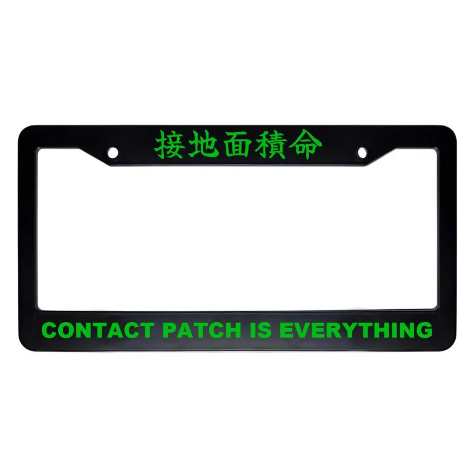 Contact Patch Is Everything ABS Black Plastic Kanji Japanese License Plate Frame - Green Text