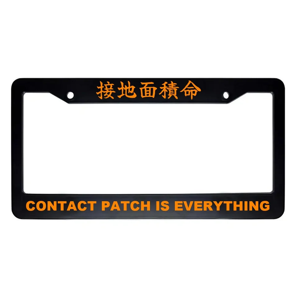 Contact Patch Is Everything ABS Black Plastic Kanji Japanese License Plate Frame - Orange Text