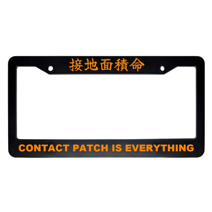 Contact Patch Is Everything ABS Black Plastic Kanji Japanese License Plate Frame - Orange Text