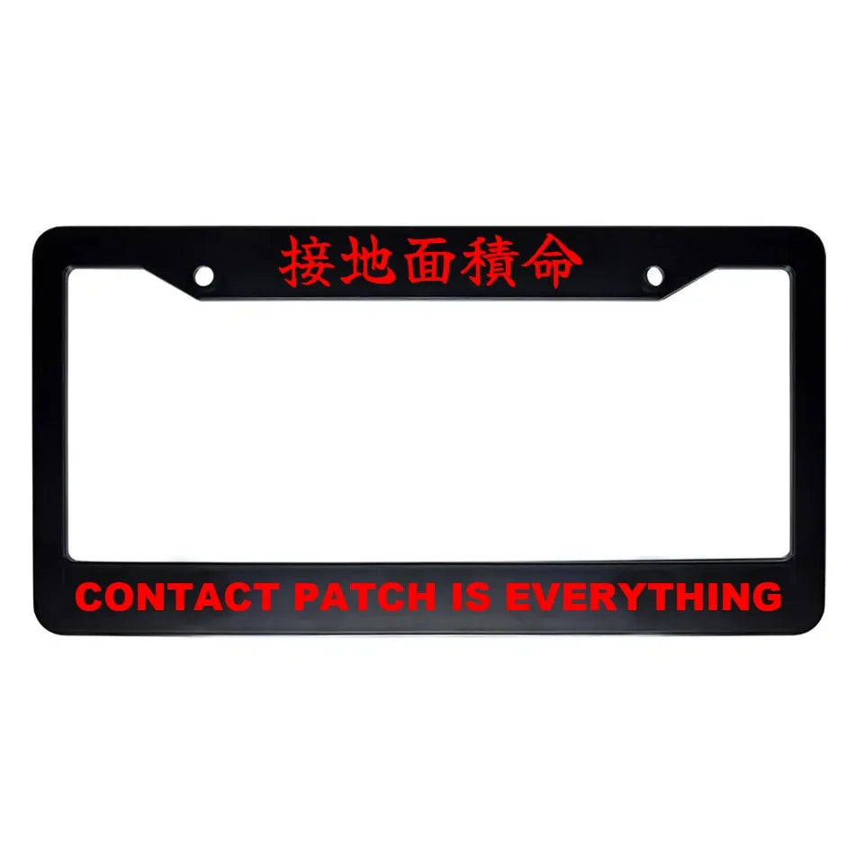 Contact Patch Is Everything ABS Black Plastic Kanji Japanese License Plate Frame - Red Text