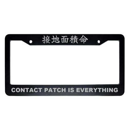 Contact Patch Is Everything ABS Black Plastic Kanji Japanese License Plate Frame - Silver Text