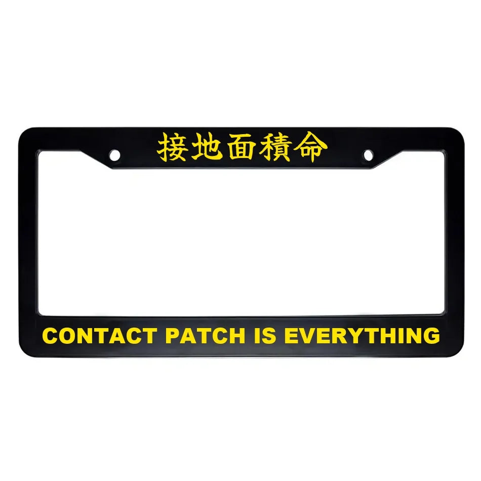 Contact Patch Is Everything ABS Black Plastic Kanji Japanese License Plate Frame - Yellow Text