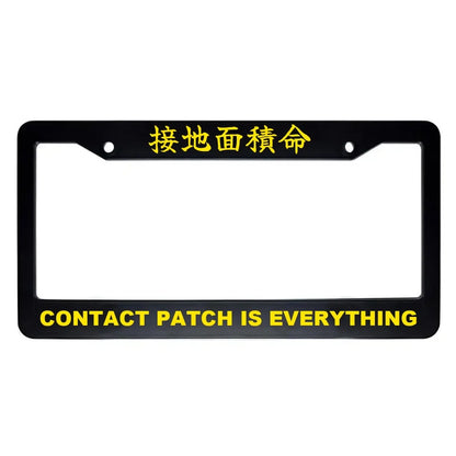 Contact Patch Is Everything ABS Black Plastic Kanji Japanese License Plate Frame - Yellow Text
