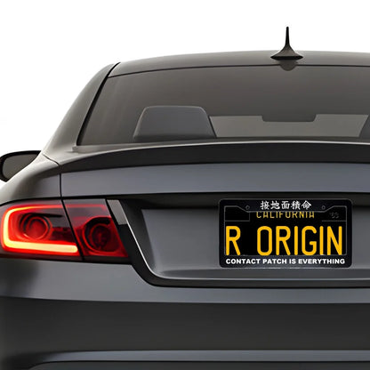 Contact Patch Is Everything ABS Black Plastic Kanji Japanese License Plate Frame installed on car - White Text