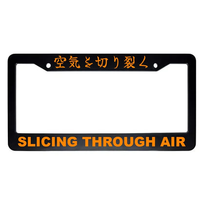 Slicing Through Air ABS Black Plastic Kanji Japanese License Plate Frame - Orange Text