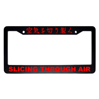 Slicing Through Air ABS Black Plastic Kanji Japanese License Plate Frame - Red Text