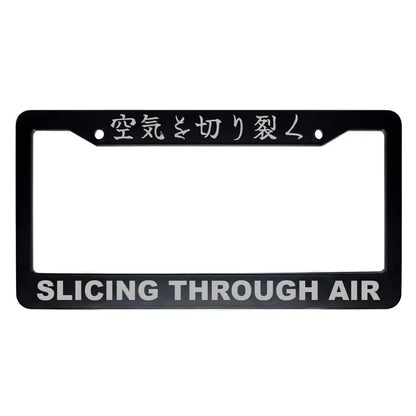 Slicing Through Air ABS Black Plastic Kanji Japanese License Plate Frame - Silver Text