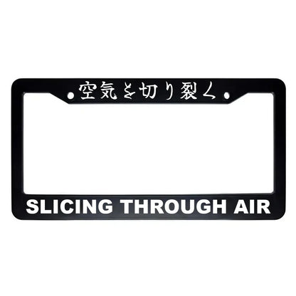 Slicing Through Air ABS Black Plastic Kanji Japanese License Plate Frame - White Text