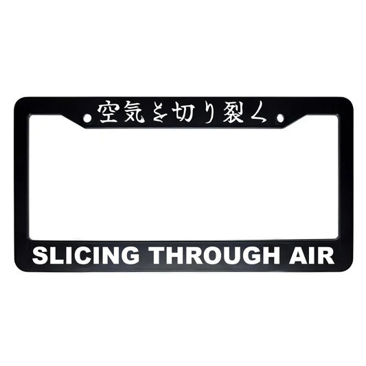 Slicing Through Air ABS Black Plastic Kanji Japanese License Plate Frame - White Text