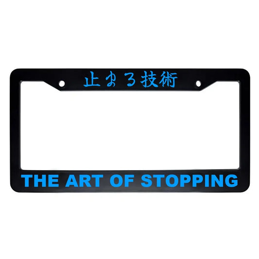 The Art of Stopping ABS Black Plastic Kanji Japanese License Plate Frame - Blue Text