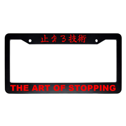 The Art of Stopping ABS Black Plastic Kanji Japanese License Plate Frame - Red Text