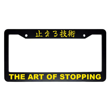 The Art of Stopping ABS Black Plastic Kanji Japanese License Plate Frame - Yellow Text
